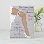 Hot Red & White Lace Lingerie Bridal Shower Invitation (Standing Front)