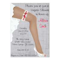 Hot Red & White Lace Lingerie Bridal Shower Invitation