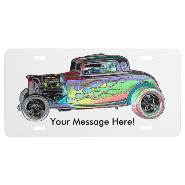 Hot Rod Add Message Personal License Plate (Front)