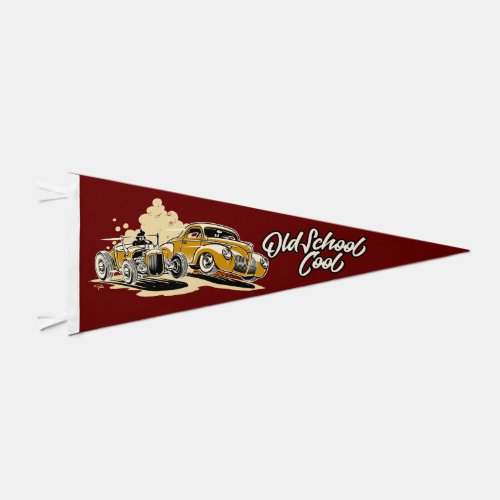 Hot Rod and Custom Car Old School Pennant Flag