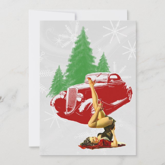 Hot Rod and Pin Up Christmas Holiday Card (Front)