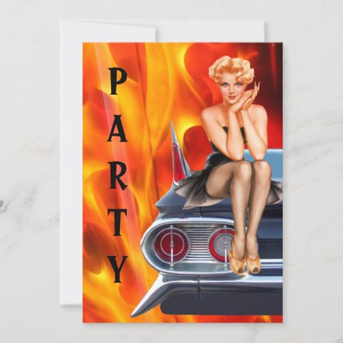 Hot Rod and Pinup Birthday Invitation