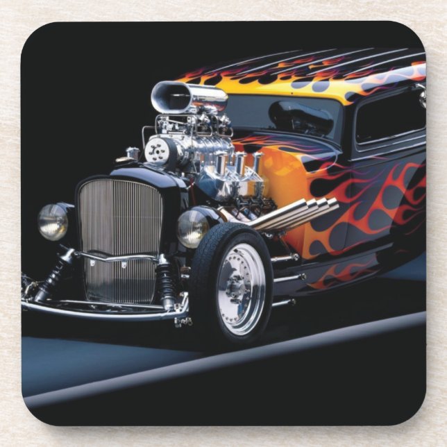 Hot rod beverage coaster (Front)