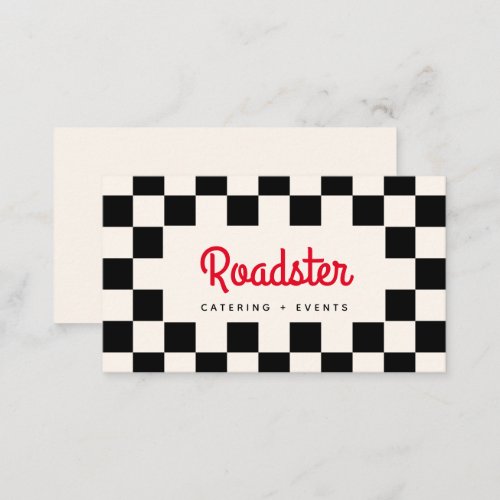 Hot Rod Black  Cream Checkered  Business Cards