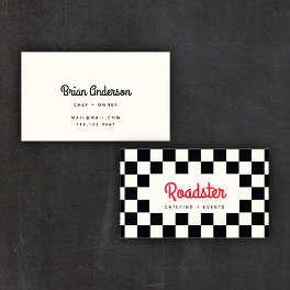 Hot Rod Black & Cream Checkered Business Cards