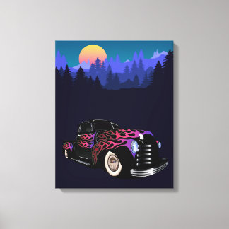 Hot rod car on American landscape Canvas Print