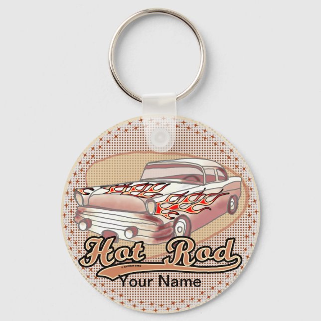 Hot Rod Car Ornament Keychain (Front)