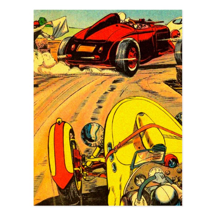 Hot Rod Car Racing   Vintage Art Post Cards