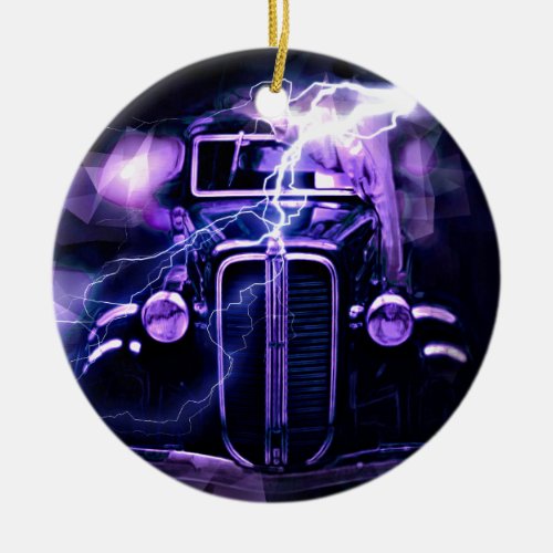 Hot Rod Ceramic Ornament