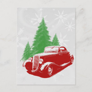 Hot Rod Christmas Holiday Postcard