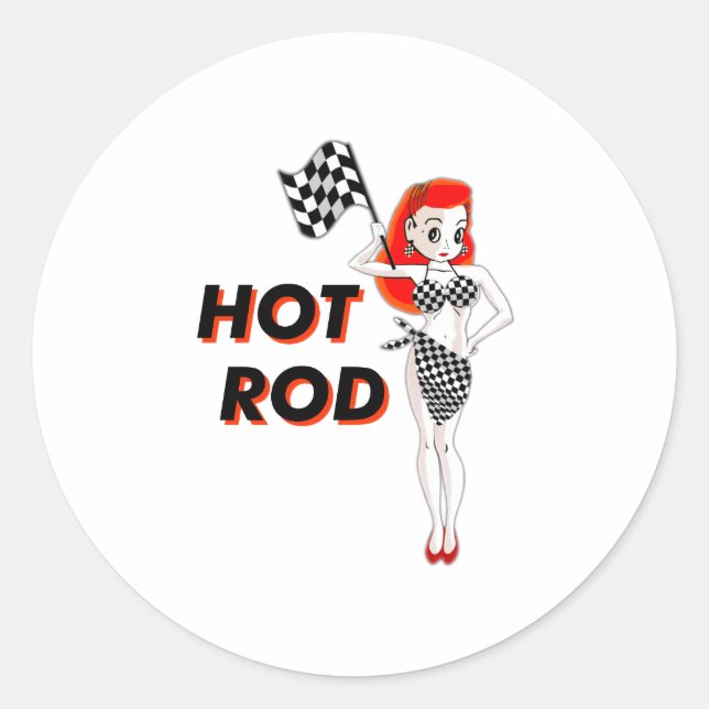 Hot Rod Classic Round Sticker (Front)
