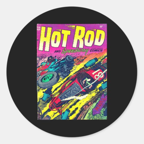 Hot Rod Comic Book Vintage Retro 50s Classic Round Sticker