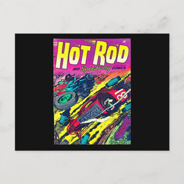 Hot Rod Comic Book Vintage Retro 50's Postcard (Front)