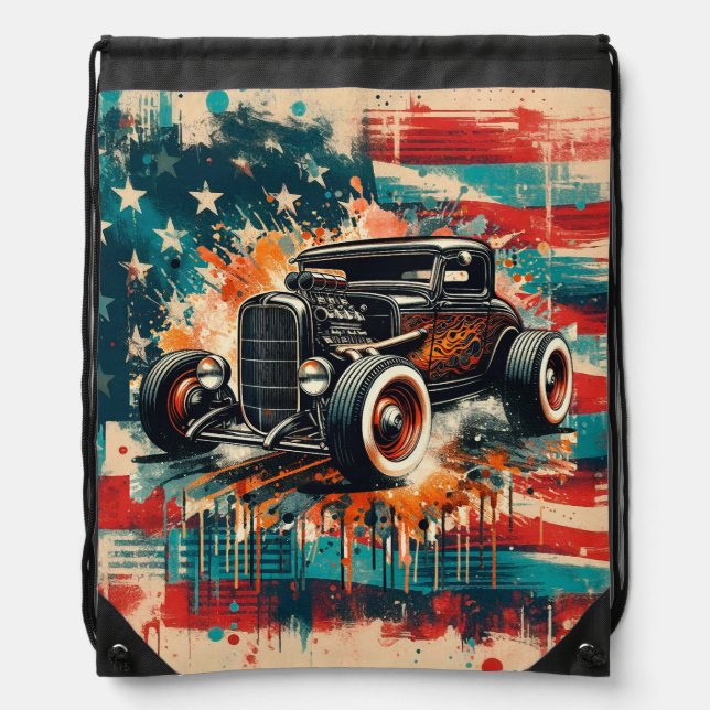 Hot Rod Drawstring Bag (Front)