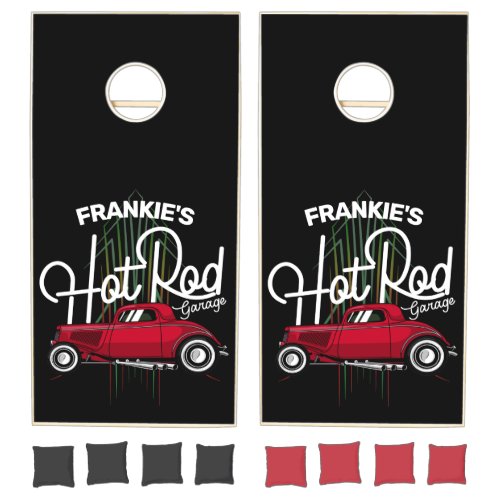 Hot Rod Garage CUSTOM NAME Deluxe Pinstripes Car Cornhole Set