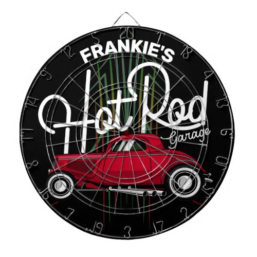 Hot Rod Garage CUSTOM NAME Deluxe Pinstripes Car Dart Board