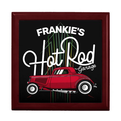 Hot Rod Garage CUSTOM NAME Deluxe Pinstripes Car Gift Box