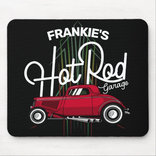 Hot Rod Garage CUSTOM NAME Deluxe Pinstripes Car Mouse Pad