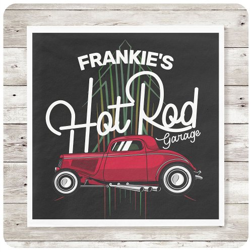 Hot Rod Garage CUSTOM NAME Deluxe Pinstripes Car Napkins