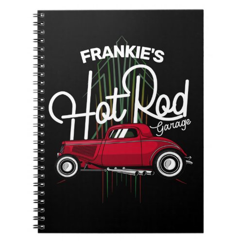 Hot Rod Garage CUSTOM NAME Deluxe Pinstripes Car Notebook