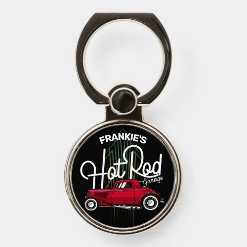 Hot Rod Garage CUSTOM NAME Deluxe Pinstripes Car Phone Ring Stand