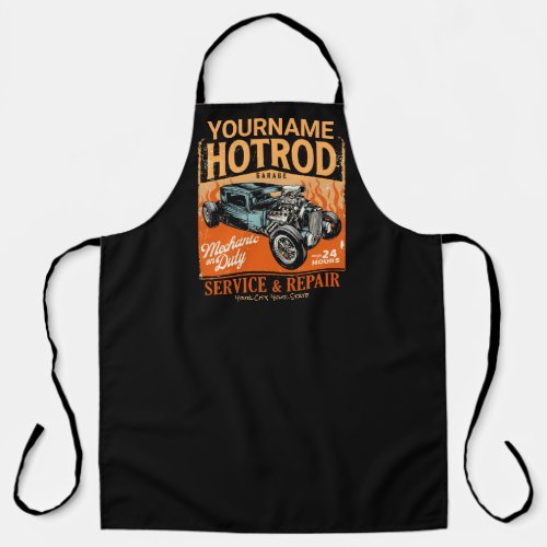 Hot Rod Garage Personalized NAME Mechanic Shop Apron