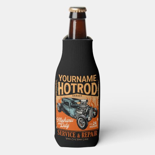 Hot Rod Garage Personalized NAME Mechanic Shop  Bottle Cooler