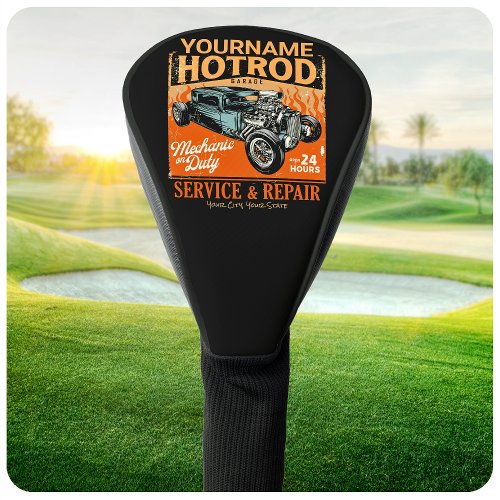 Hot Rod Garage Personalized NAME Mechanic Shop  Golf Head Cover