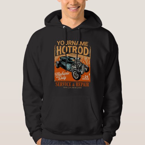 Hot Rod Garage Personalized NAME Mechanic Shop  Hoodie