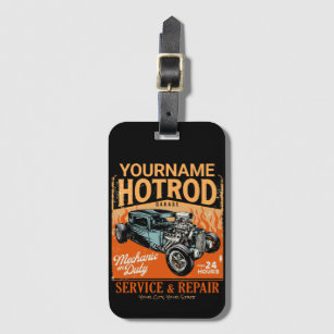 Hot Rod Garage Personalized NAME Mechanic Shop  Luggage Tag