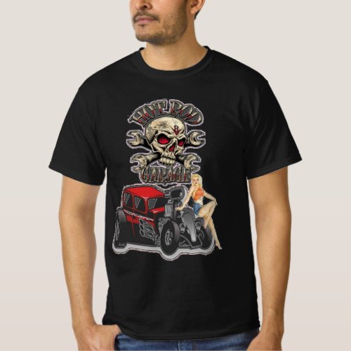 Hot Rod Garage Pin Up T_Shirt