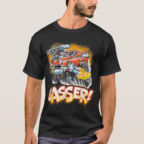 Hot Rod Gasser 57 Drag Racing Street Blown Car  T_Shirt