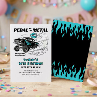 Hot Rod Gasser Classic Race Car Birthday  Invitation