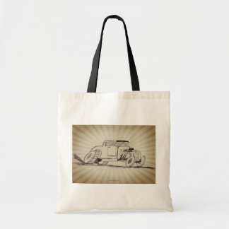 Hot Rod Hand Drawn on Budget Tote Bag