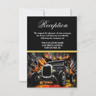 Hot Rod party fire Wedding Reception Accommodation Invitation