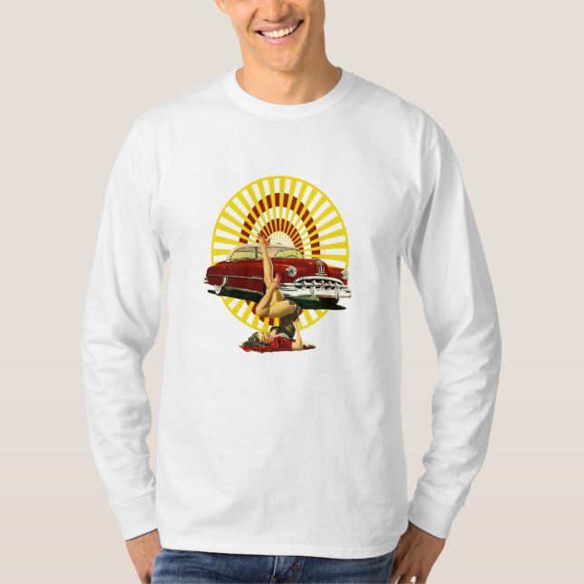 Hot Rod Pin Up Girl T-Shirt (Front)