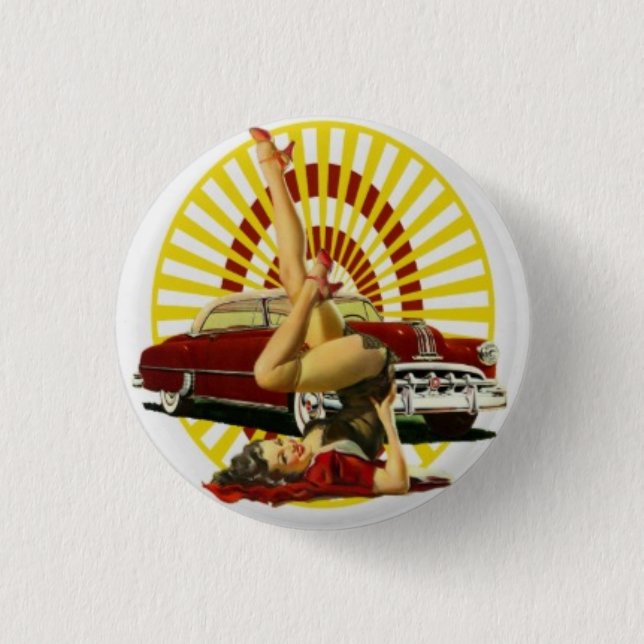 Hot Rod Pinup Girl Button (Front)