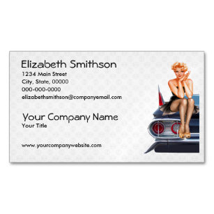 Hot Rod Pinup Girl Magnetic Business Card
