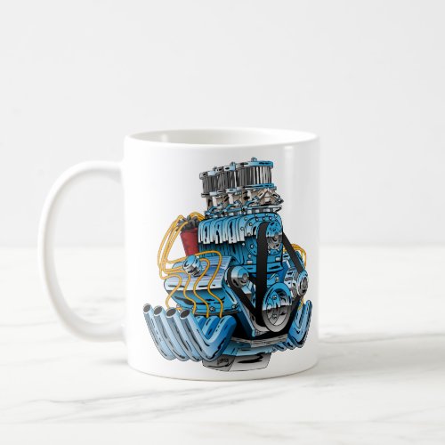 Hot Rod Race Car Dragster Engine Cartoon Coffee Mug