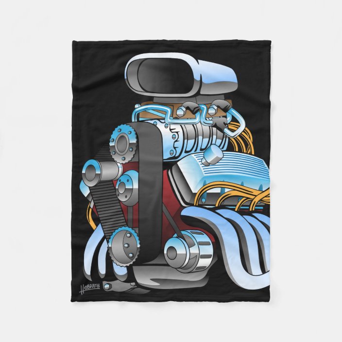 Hot Rod Race Car Engine Cartoon Fleece Blanket Zazzle Com