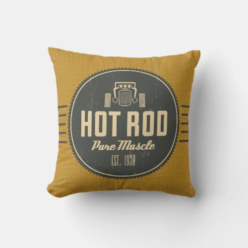 Hot Rod Retro Label Man Cave Accent Pillows