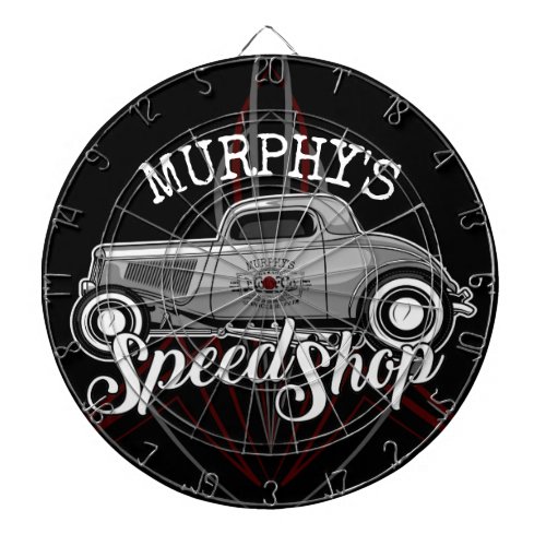 Hot Rod Speed Shop CUSTOM NAME Pinstripes Garage Dart Board