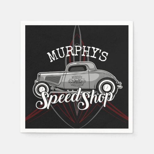 Hot Rod Speed Shop CUSTOM NAME Pinstripes Garage Napkins