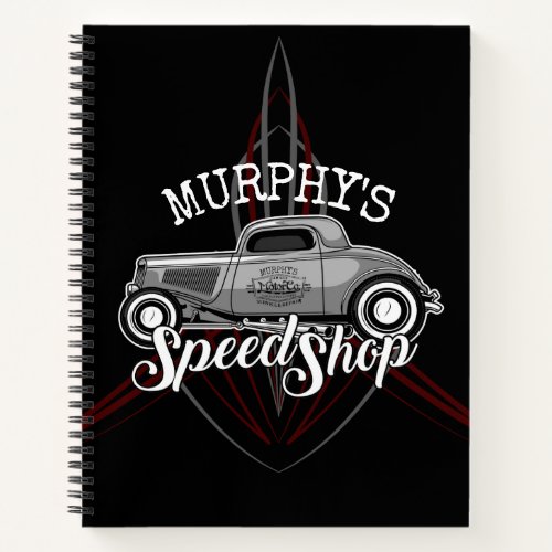 Hot Rod Speed Shop CUSTOM NAME Pinstripes Garage Notebook