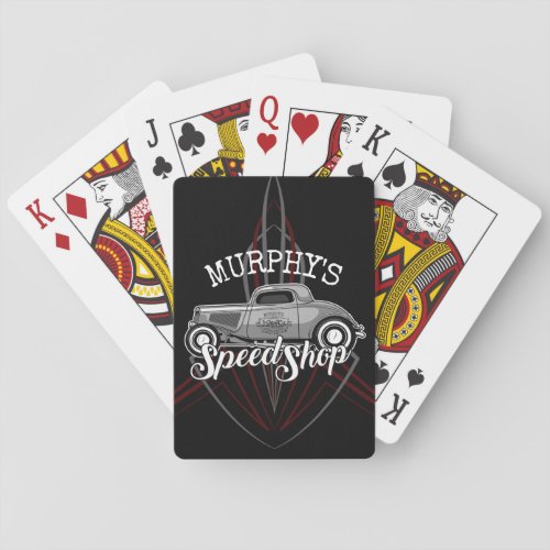 Hot Rod Speed Shop CUSTOM NAME Pinstripes Garage Poker Cards