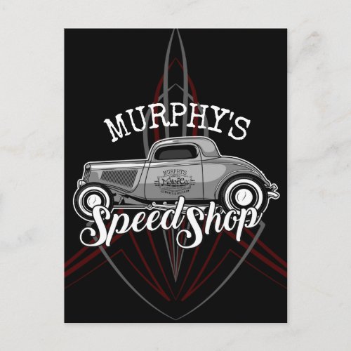 Hot Rod Speed Shop CUSTOM NAME Pinstripes Garage Postcard