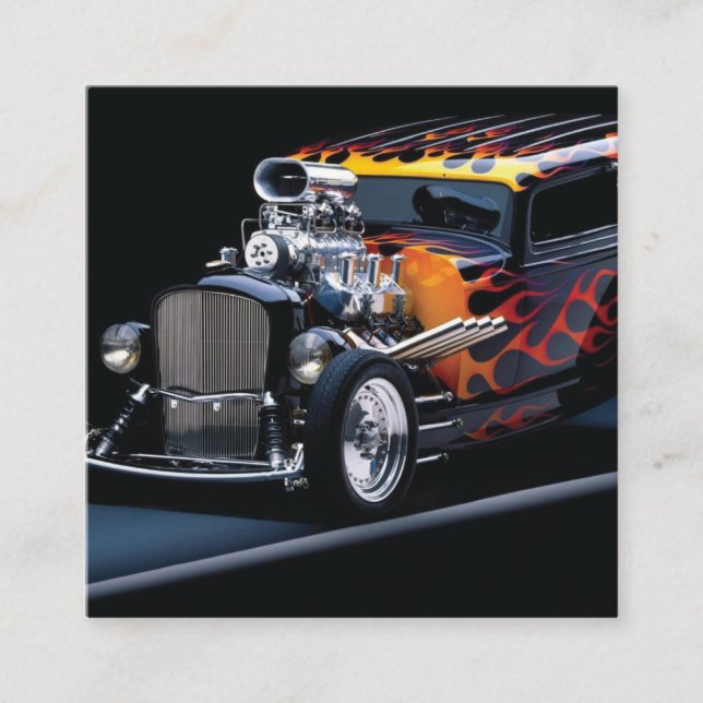 Hot rod square business card (Front)