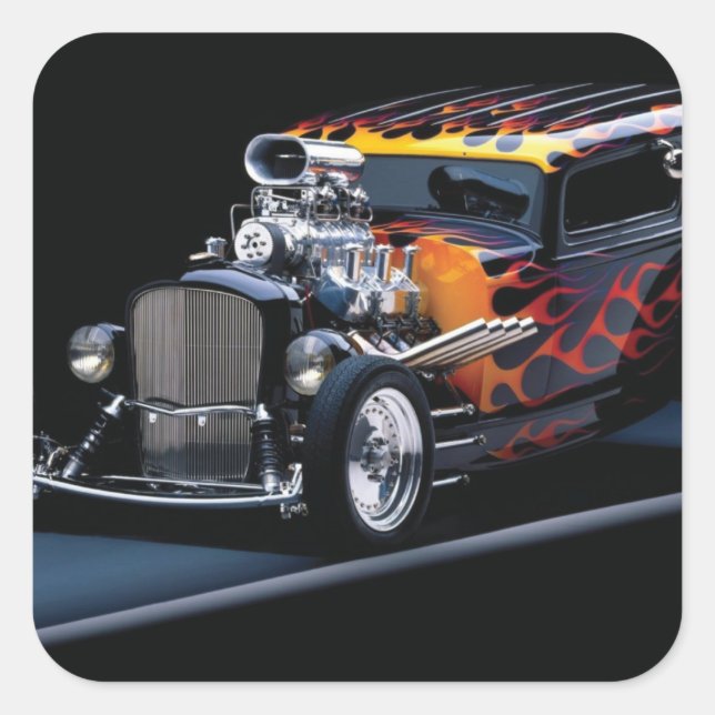 Hot rod square sticker (Front)