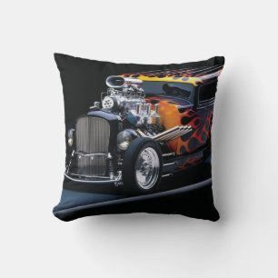 Hot rod throw pillow