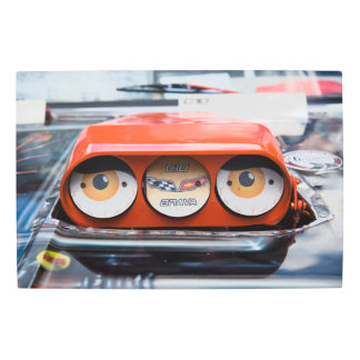 Hot rod truck air intake crazy eyes metal print